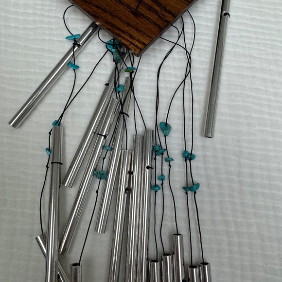 WOODSTOCK MYSTIC SPIRAL TURQUOISE Stone WIND CHIMES Wood Metal Feng Shui NIB NEW - Picture 3 of 17